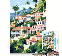 Rompecabezas de 1000 Piezas para Adolescentes con Vista Costera californiana,ilustración artística Minimalista,Ajuste, Juego,concentración,diversión,Ocio,Tiempo Libre,Arte de Pared navideño