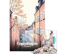 Rompecabezas de 1000 Piezas para Adolescentes con Vista de la Calle de Copenhague Juego Educativo Juguetes didácticos Regalo Ideal para Aprender a Hacer Arte Corte de precisión (tamaño 50x75cm)