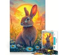 Rompecabezas de 1000 Piezas para Adolescentes Conejito en Flor - Arte de Bordes precisos,Juego Divertido y Relajante para Entrenar la Mente,Regalo de cumpleaños (38x52cm)