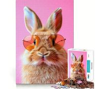 Rompecabezas de 1000 Piezas para Adolescentes Conejito,Gafas de Sol de Aviador,Arte de Corte preciso,Juego cognitivo,Regalo para Momentos de Juego tranquilos,decoración navideña (38x52cm)