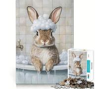 Rompecabezas de 1000 Piezas para Adolescentes Conejito,Hora del baño,Manualidades de Corte preciso,Juego cognitivo Divertido,Juego de Ocio,Arte navideño para el hogar (50x75cm)