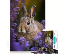 Rompecabezas de 1000 Piezas para Adolescentes Conejito Sentado Entre Flores Arte de Corte preciso Juego Divertido para concentrarse,Relajarse y divertirse Regalo Ideal para cumpleaños (38x26cm)