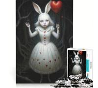 Rompecabezas de 1000 Piezas para Adolescentes Conejo Blanco con Globo en Forma de corazón Inspirado en Alicia en el País de Las Maravillas Ideal para Jugar en Familia divertirse en casa colección