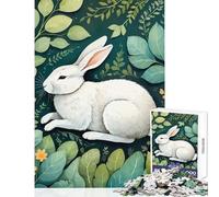 Rompecabezas de 1000 Piezas para Adolescentes Conejo Blanco en follaje Juguete Educativo Regalo para Mujeres y Hombres Juegos de relajación interacción Entre Padres e Hijos tamaño 50x75cm