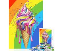 Rompecabezas de 1000 Piezas para Adolescentes Cono de Helado arcoíris Juguete Educativo Regalo de cumpleaños Juego de ingenio colección de Artistas Bellas Artes tamaño 38x26cm