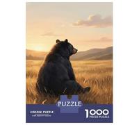 Rompecabezas De 1000 Piezas para Adolescentes Contemplative Bear in Golden Field Rompecabezas Juego De Ingenio Decoración De Pared Regalos De Cumpleaños Y Únicos 52x38cm/1000pcs