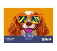 Rompecabezas De 1000 Piezas para Adolescentes Cool Cavalier King Charles with Sunglasses Illustration Rompecabezas para Adultos Juego Práctico Difícil Regalos De Cumpleaños Y Únicos 52x38cm/1000pcs