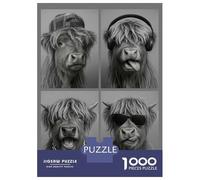 Rompecabezas De 1000 Piezas para Adolescentes Cool Cows in Monochrome Rompecabezas para Adultos Juegos Relajantes Pero Divertidos Y Humorísticos 52x38cm/1000pcs