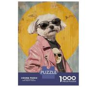 Rompecabezas De 1000 Piezas para Adolescentes Cool Dog in Pink Leather Jacket Rompecabezas De Juguete para Decoración De Pared Desafío Difícil Regalo De Cumpleaños, Regalos, 70x50cm/1000pcs