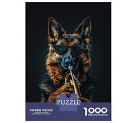 Rompecabezas De 1000 Piezas para Adolescentes Cool Dog Playing Trumpet Rompecabezas para Adultos Juegos Relajantes Regalos para Mujeres Interacción Entre Padres E Hijos 70x50cm/1000pcs