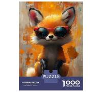 Rompecabezas De 1000 Piezas para Adolescentes Cool Fox in Sunglasses Rompecabezas para Adolescentes Juego De Ingenio Mejora La Memoria Diversión En Casa Actividades, 70x50cm/1000pcs