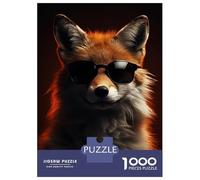 Rompecabezas De 1000 Piezas para Adolescentes Cool Fox with Sunglasses Rompecabezas para Adultos Juego De Ingenio Análisis Y Lógica Actividades Divertidas En Casa, 52x38cm/1000pcs