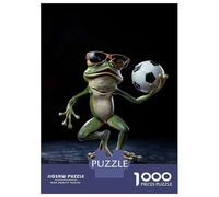 Rompecabezas De 1000 Piezas para Adolescentes Cool Frog with Soccer Ball Rompecabezas para Adultos Juegos Relajantes Pero Divertidos Y Humorísticos 38x26cm/1000pcs