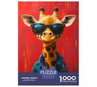 Rompecabezas De 1000 Piezas para Adolescentes Cool Giraffe in Sunglasses Rompecabezas para Adultos Juego Práctico Decoración del Hogar Cumpleaños Y Navidad 52x38cm/1000pcs