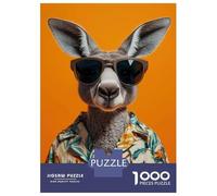 Rompecabezas De 1000 Piezas para Adolescentes Cool Kangaroo in Hawaiian Shirt Rompecabezas para Adultos Juego Familiar Decoración del Hogar Cumpleaños Y Navidad 52x38cm/1000pcs