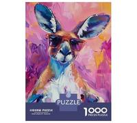 Rompecabezas De 1000 Piezas Para Adolescentes Cool Kangaroo Painting with Sunglasses Rompecabezas Para Adolescentes Juego Práctico Desafío Difícil Oferta Como Regalo Para Toda La Familia 52x38cm/1000p