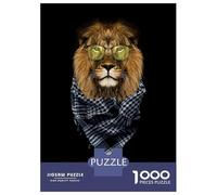 Rompecabezas De 1000 Piezas para Adolescentes Cool Lion Head Withglasses Rompecabezas para Adultos Juegos Familiares Vacaciones En Casa Matar El Tiempo Difícil Y Desafiante 70x50cm/1000pcs
