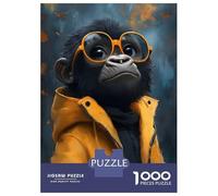 Rompecabezas De 1000 Piezas para Adolescentes Cool Monkey in Sunglasses Rompecabezas para Adolescentes Juguetes Antiestrés Regalos para Mujeres Regalos para Reducir El Estrés 38x26cm/1000pcs