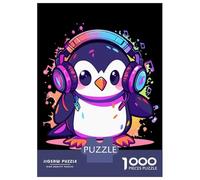 Rompecabezas De 1000 Piezas para Adolescentes Cool Penguin Headphones Rompecabezas para Adultos Juguete Decoración De Pared Decoración De Pared Juego Desafiante Regalos 52x38cm/1000pcs