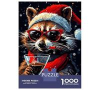 Rompecabezas De 1000 Piezas para Adolescentes Cool Raccoon Christmas Rompecabezas Juegos Relajantes Decoración De Pared Regalos para Amigos Y Familiares 38x26cm/1000pcs