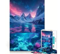 Rompecabezas de 1000 piezas para adolescentes Corales submarinos y montañas nevadas Juego de concentración mental Corte de precisión Bordes lisos Juego ideal para rellenar calcetines navideños 38x52cm