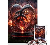 Rompecabezas de 1000 Piezas para Adolescentes Corazón ardiente en Cristal Rompecabezas de 1000 Piezas para ejercitar la Mente Un Gran Regalo para Juegos y Actividades Familiares (38x52cm)