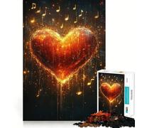 Rompecabezas de 1000 Piezas para Adolescentes Corazón ardiente,música,Corte preciso,Manualidades,diversión cognitiva,Juego para el Tiempo Libre,Arte navideño para el hogar (38x26cm)