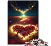 Rompecabezas de 1000 Piezas para Adolescentes Corazón en la Playa, un Juego desafiante, Toda la Familia, 50x75cm
