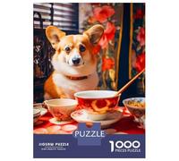 Rompecabezas De 1000 Piezas para Adolescentes Corgi at Tea Time Rompecabezas Juegos De Relajación Análisis Y Lógica Desafío Educativo 70x50cm/1000pcs