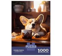 Rompecabezas De 1000 Piezas para Adolescentes Corgi Coffee Puppy Dog Rompecabezas para Adultos Juegos Relajantes Montaje De Patrones Regalos para Amigos Y Familiares 52x38cm/1000pcs