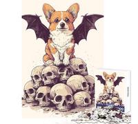 Rompecabezas de 1000 Piezas para Adolescentes Corgi con alas de murciélago Juguetes antiestrés Grandes Regalos y Juguetes Juego Familiar interacción Entre Padres e Hijos tamaño 38x52cm