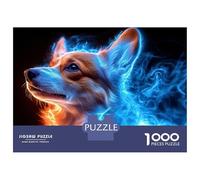 Rompecabezas De 1000 Piezas para Adolescentes Corgi Dog with Blue Energy Aura Rompecabezas Juego Familiar Pero Divertido Y Humorístico Cumpleaños 52x38cm/1000pcs