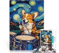Rompecabezas de 1000 Piezas para Adolescentes Corgi Drummer Noche Estrellada para divertirse en Familia Cumpleaños 50x70cm