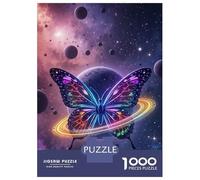 Rompecabezas De 1000 Piezas para Adolescentes Cosmic Butterfly Rings and Planets Rompecabezas para Adultos Juego Práctico Mejora La Memoria para Cumpleaños, Navidad 52x38cm/1000pcs