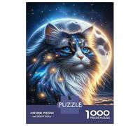Rompecabezas De 1000 Piezas para Adolescentes Cosmic Cat Moon Art Print Rompecabezas para Adultos Juguete Decoración De Pared Decoración Perfecta Regalos Y Cumpleaños Únicos 38x26cm/1000pcs