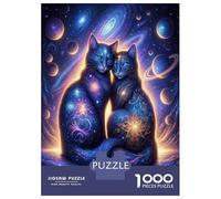 Rompecabezas De 1000 Piezas para Adolescentes Cosmic Cats Fantasy Art Print-1 Rompecabezas para Adultos Juguetes De Bricolaje Difícil Difícil Diversión En El Hogar Actividades, 70x50cm/1000pcs