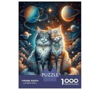 Rompecabezas De 1000 Piezas para Adolescentes Cosmic Cats Fantasy Art Print Rompecabezas para Adultos Juegos De Relajación Corte De Precisión Regalos para Reducir El Estrés 52x38cm/1000pcs