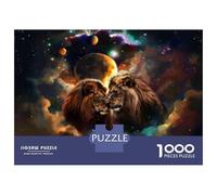 Rompecabezas De 1000 Piezas para Adolescentes Cosmic Lion Couple Art Print Rompecabezas para Adultos Juguetes De Bricolaje Montaje De Patrones Ayuda A Ejercitar El Cerebro 70x50cm/1000pcs