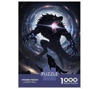 Rompecabezas De 1000 Piezas para Adolescentes Cosmic Werewolf and Howling Wolf Rompecabezas para Adultos Juegos Relajantes Regalos para Mujeres Interacción Entre Padres E Hijos 52x38cm/1000pcs