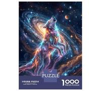Rompecabezas De 1000 Piezas para Adolescentes Cosmic Wolf Howling at The Moon Rompecabezas Juguetes Antiestrés Divertidos Y Humorísticos Cumpleaños Y Navidad 70x50cm/1000pcs