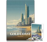 Rompecabezas de 1000 Piezas para Adolescentes, Costa Dorada, Australia, Horizonte de Playa, Relajante, Suave, para Actividades de Ocio, Corte Fino y Suave, Juguete Artesanal, tamaño 50x75cm