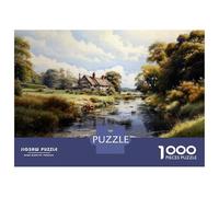 Rompecabezas De 1000 Piezas para Adolescentes Cottage by The River-3 Rompecabezas para Adultos Juegos De Relajación Ensamblaje De Patrones Diversión En Casa Actividades, 52x38cm/1000pcs