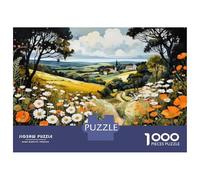 Rompecabezas De 1000 Piezas para Adolescentes Country Road with Wildflowers Rompecabezas para Adolescentes Juegos Familiares Desafío Difícil Regalos De Cumpleaños Y Únicos 38x26cm/1000pcs