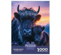 Rompecabezas De 1000 Piezas para Adolescentes Cow and Calf at Sunset Rompecabezas para Adolescentes Juguetes Antiestrés Patrón De Ensamblaje Desafío Educativo 38x26cm/1000pcs