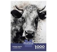 Rompecabezas De 1000 Piezas para Adolescentes Cow Black Ink Watercolor Rompecabezas para Adolescentes Juego De Ingenio Mejora La Memoria Diversión En Casa Actividades, 52x38cm/1000pcs
