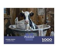 Rompecabezas De 1000 Piezas para Adolescentes Cow in Bathtub Reading Newspaper-3 Rompecabezas para Adultos Juego Práctico Pero Divertido Y Humorístico Regalos para Reducir El Estrés 38x26cm/1000pcs