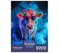 Rompecabezas De 1000 Piezas para Adolescentes Cow In Colorful Paint Rompecabezas para Adolescentes Juego Práctico Desafío Difícil Oferta como Regalo para Toda La Familia 70x50cm/1000pcs