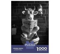 Rompecabezas De 1000 Piezas para Adolescentes Cow Reading Newspaper on Toilet Rompecabezas para Adultos Juego Práctico Decoración De Pared Oferta como Regalos para Toda La Familia 70x50cm/1000pcs