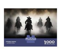 Rompecabezas De 1000 Piezas para Adolescentes Cowboys on Horses Silhouette Rompecabezas Juegos Relajantes Regalos para Mujeres Cumpleaños 52x38cm/1000pcs