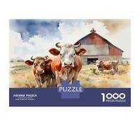 Rompecabezas De 1000 Piezas para Adolescentes Cows in The Barnyard Rompecabezas para Adultos Juegos Relajantes Vacaciones En Casa Matar El Tiempo Desafiante De Completar 52x38cm/1000pcs